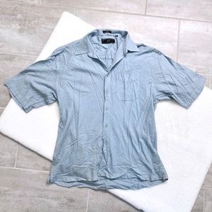 HENRY GRETHEL Blue Short Sleeve Button Down Shirt